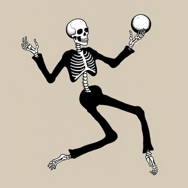 Photo arafed skeleton juggling with a ball in his hand generative ai