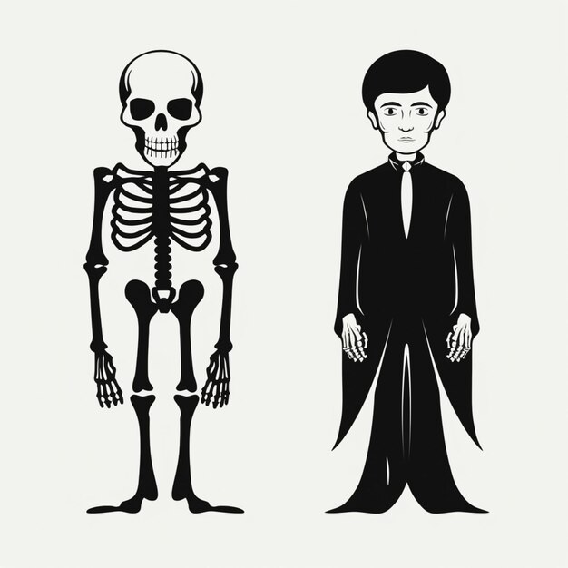 Photo arafed skeleton and a man in a suit and tie generativ ai