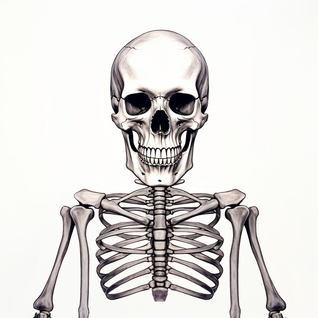 Photo arafed skeleton with a full skeleton on a white background generative ai