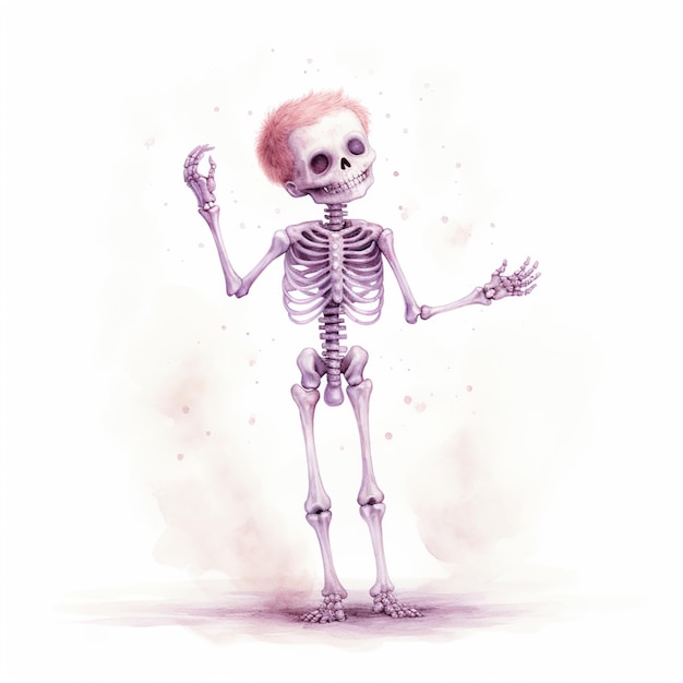 Arafed skeleton with a pink mohawk and a pink shirt generative ai