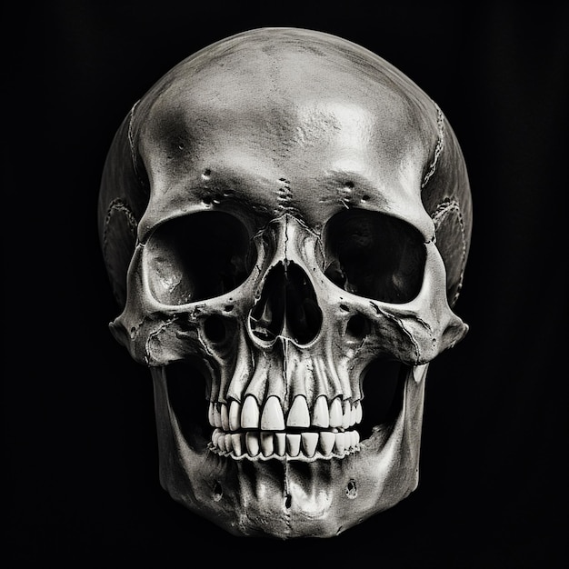 arafed skull with a toothy grin on a black background generative ai