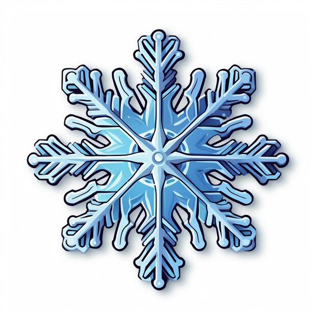 arafed snowflake with blue and white colors on a white background generative ai