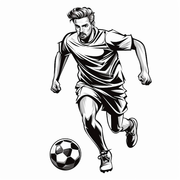 arafed soccer player running with ball in hand drawing style generative ai