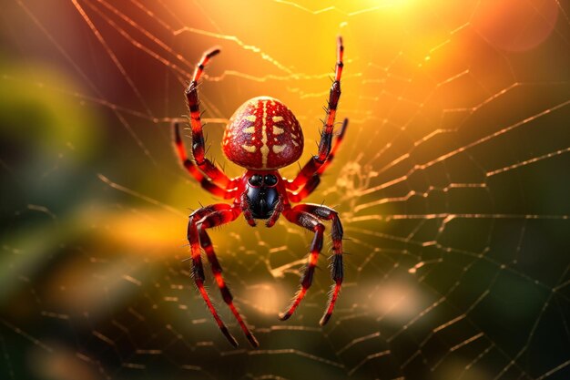Arafed spin met een rood en zwart patroon op zijn rug generatieve ai