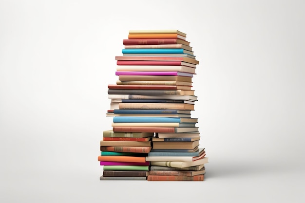 arafed stack of books on a white background with a white background generative ai