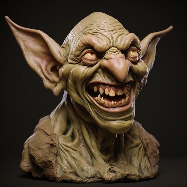 Photo arafed statue of a troll with a toothy grin generative ai