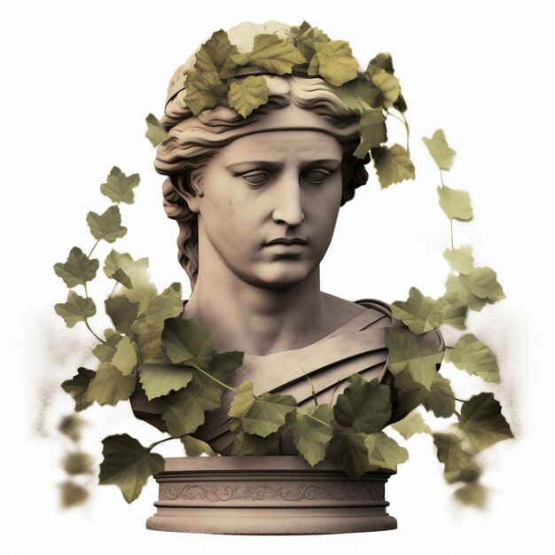 Photo arafed statue of a woman with a wreath of leaves on her head generative ai