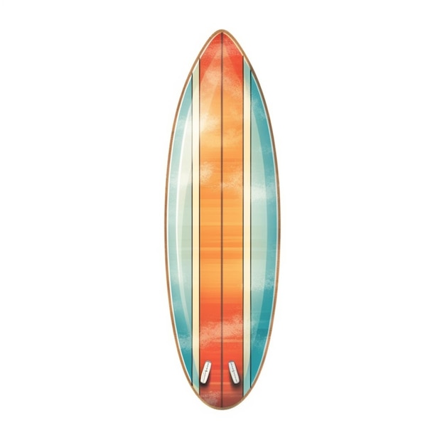 arafed surfboard with a multicolored stripe on the bottom generative ai