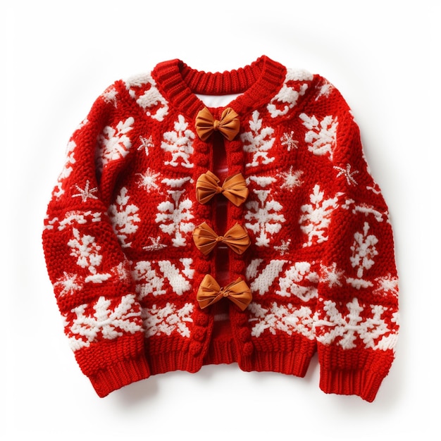 Photo arafed sweater with a bow on the front and a flower pattern on the back generative ai