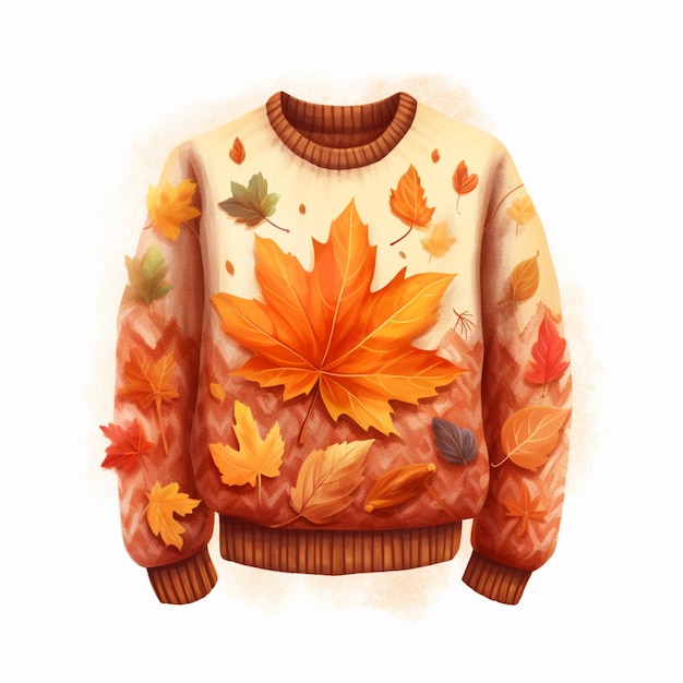 Photo arafed sweater with a leaf pattern on it generative ai