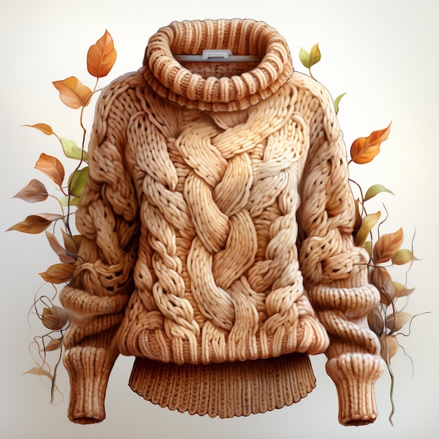 Photo arafed sweater with a sweater made of leaves and branches generative ai