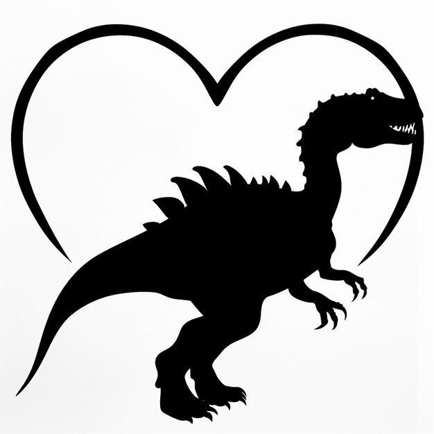 arafed t rex silhouette with heart shape in background generative ai