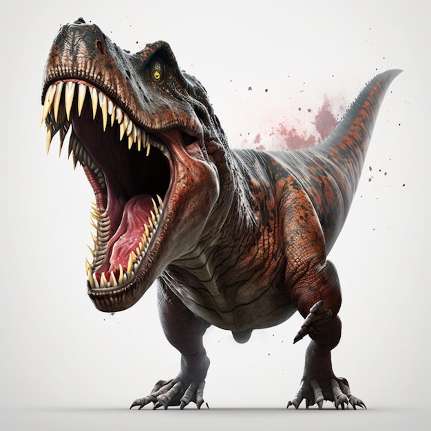 arafed t rex with open mouth and sharp teeth generative ai