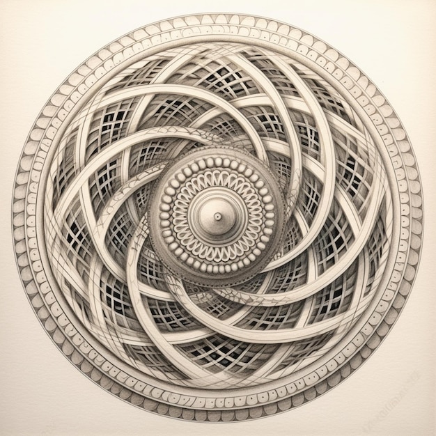 Foto arafed tekening van een cirkelvormig object met een cirkelvormig ontwerp generatieve ai
