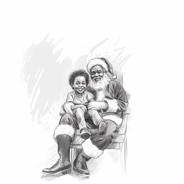 arafed tekening van een man en een kind zittend op een stoel generatieve ai