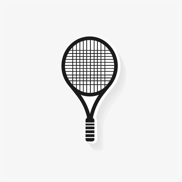 Arafed tennisracket met een schaduw op een witte achtergrond generatieve ai