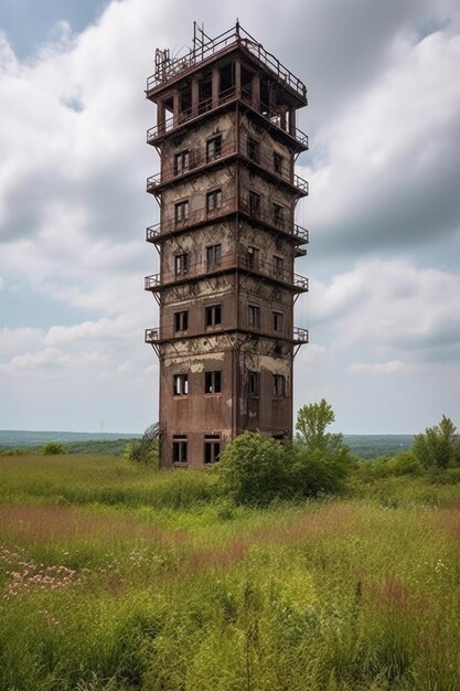 Башня Арафеда в поле с небесным фоном