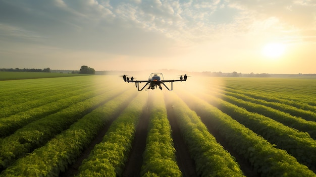 arafed tractor spraying pesticide on a field of crops Generative AI