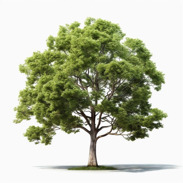 Arafed tree with green leaves on a white background generative ai