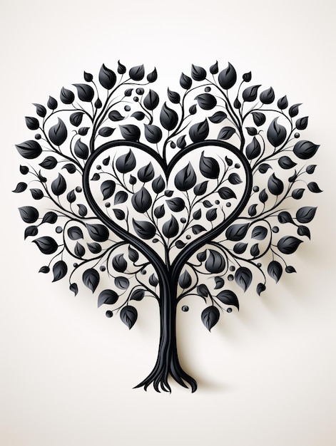 arafed tree with leaves and branches in the shape of a heart generative ai