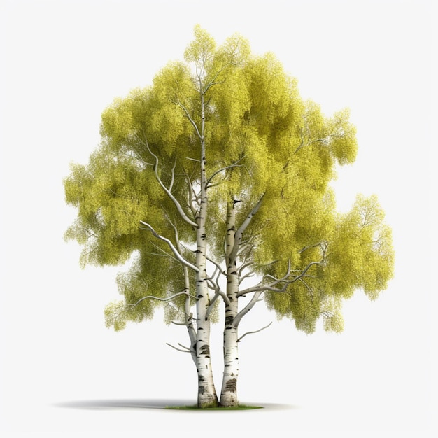 Арафедное дерево с желтыми листьями на белом фоне