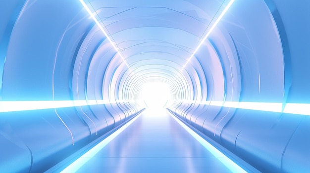 Arafed tunnel with light at end and blue light at end generative ai