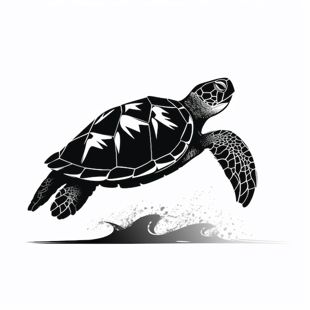 Arafed turtle swimming in the ocean with waves on a white background generative ai