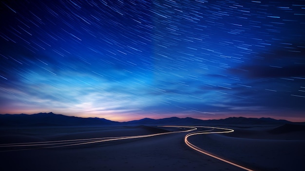 arafed uitzicht op een weg met een lange blootstelling van de lucht generatieve ai