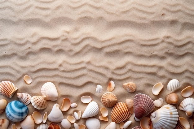 arafed view of a beach with shells and sand generative ai