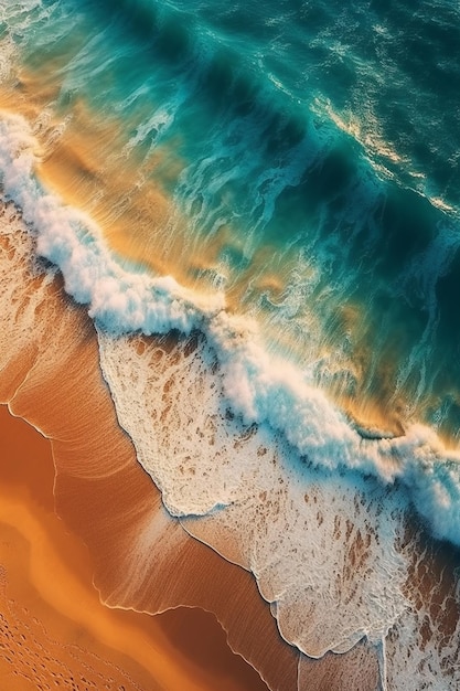 Арафедский вид на пляж с волнами и песком