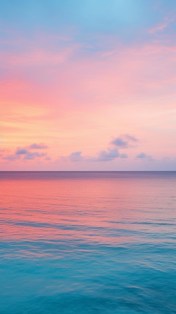 arafed view of a calm ocean with a pink sky generative ai