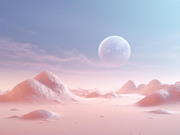 Arafed view of a desert with a moon in the sky generative ai