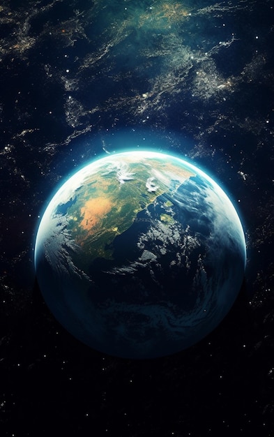 Арафед вид на землю из космоса со звездами на заднем плане генеративный ИИ