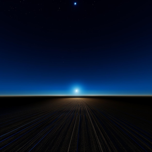 arafed view of a field with a blue sky and a bright light generative ai