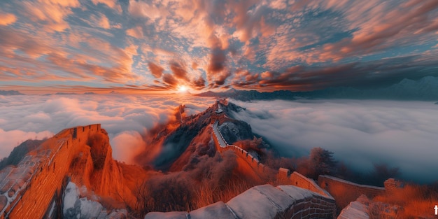 背景に夕日が映っている山脈のアラフェッドの景色 ゲネレーティブ・アイ