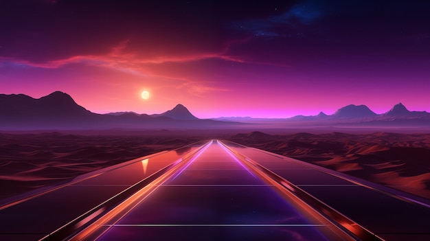 arafed view of a road in the desert with mountains in the background generative ai