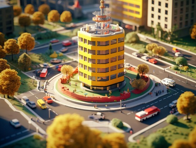 arafed view of a yellow building with a clock tower on top generative ai