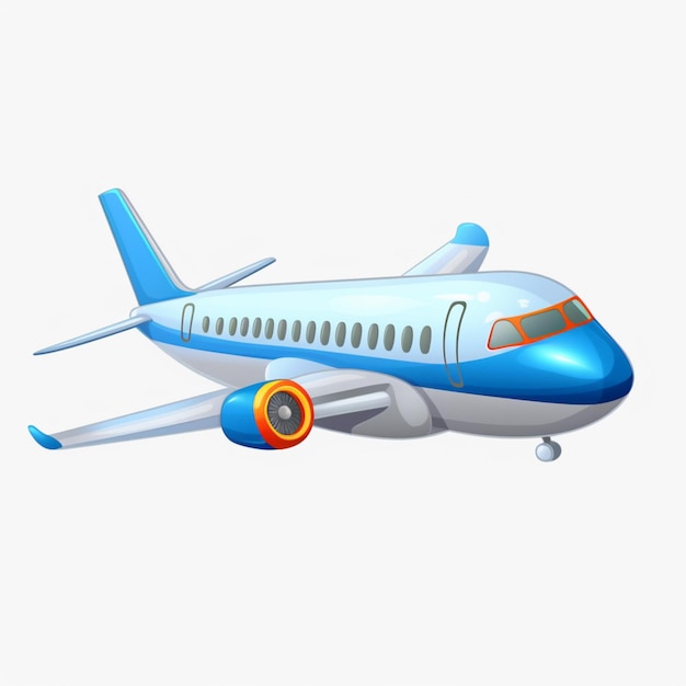 Foto arafed vliegtuig met een blauwe staart en rode wielen vliegende generatieve ai