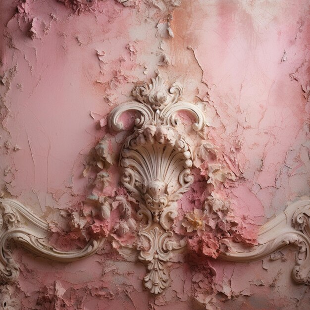 arafed wall with a decorative molder and a pink wall generative ai