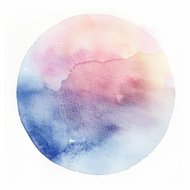 Foto arafed waterverf schilderij van een roze en blauwe cirkel generatieve ai