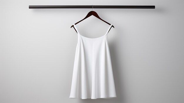 arafed white dress hanging on a hanger on a wall generative ai