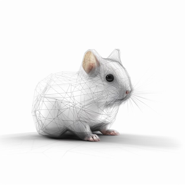 Photo arafed white mouse sitting on a white surface with a white background generative ai