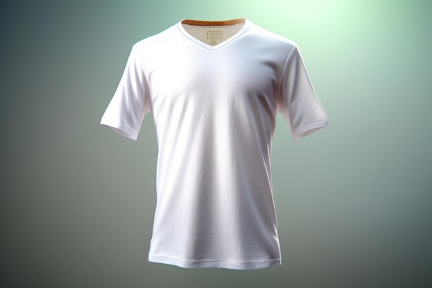 Arafed white shirt with a v neck and a wooden hanger generative ai