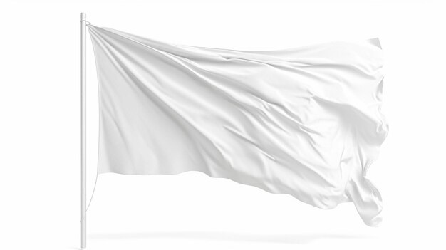 Foto arafed witte vlag zwaaien in de wind op een witte achtergrond generatieve ai