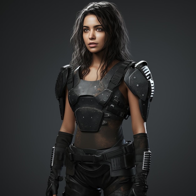 Photo arafed woman in a black leather outfit with a gun generative ai