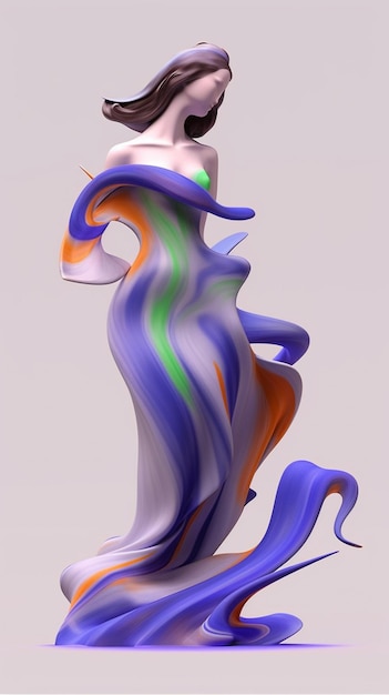 Arafed woman in a flowing dress with a colorful dress generative ai