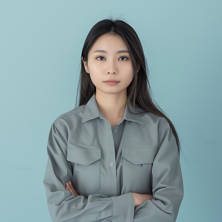 팔 을 은 회색 셔츠 를 입은 은 여자