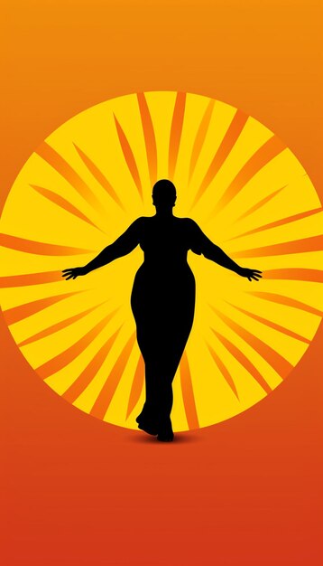 Arafed woman in silhouette with arms outstretched in front of a sun generative ai