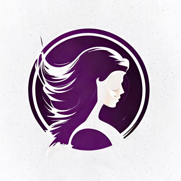 Photo arafed woman with long hair in a circle with a purple background generative ai