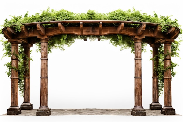деревянная конструкция с арафатом с колоннами и растением, растущим на вершине генеративного ай